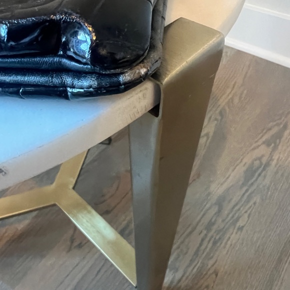 Tory Burch Reva Patent Leather Croc Embossed Black and Gold Shoulder Bag/Clutch - Picture 5 of 6